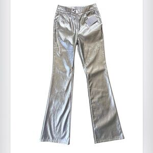 Love Fire Silver Metallic Faux Leather Pants -NWT